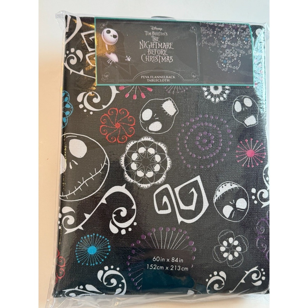 Disney The Nightmare Before Christmas Peva Flannelback Tablecloth Jack 60" x 84"